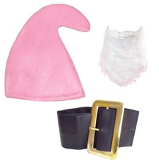 Pink Hat, Beard & Belt - Dwarf / Garden Gnome Fancy Dress Costume Cartoon