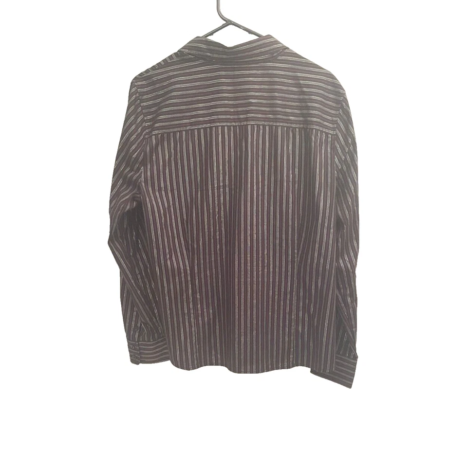 WOMAN’S ATTENTION XL LARGE LONG SLEEVE STRIPED BUTTON DOWN BLOUSE BLACK/RED Foto 3 de 4