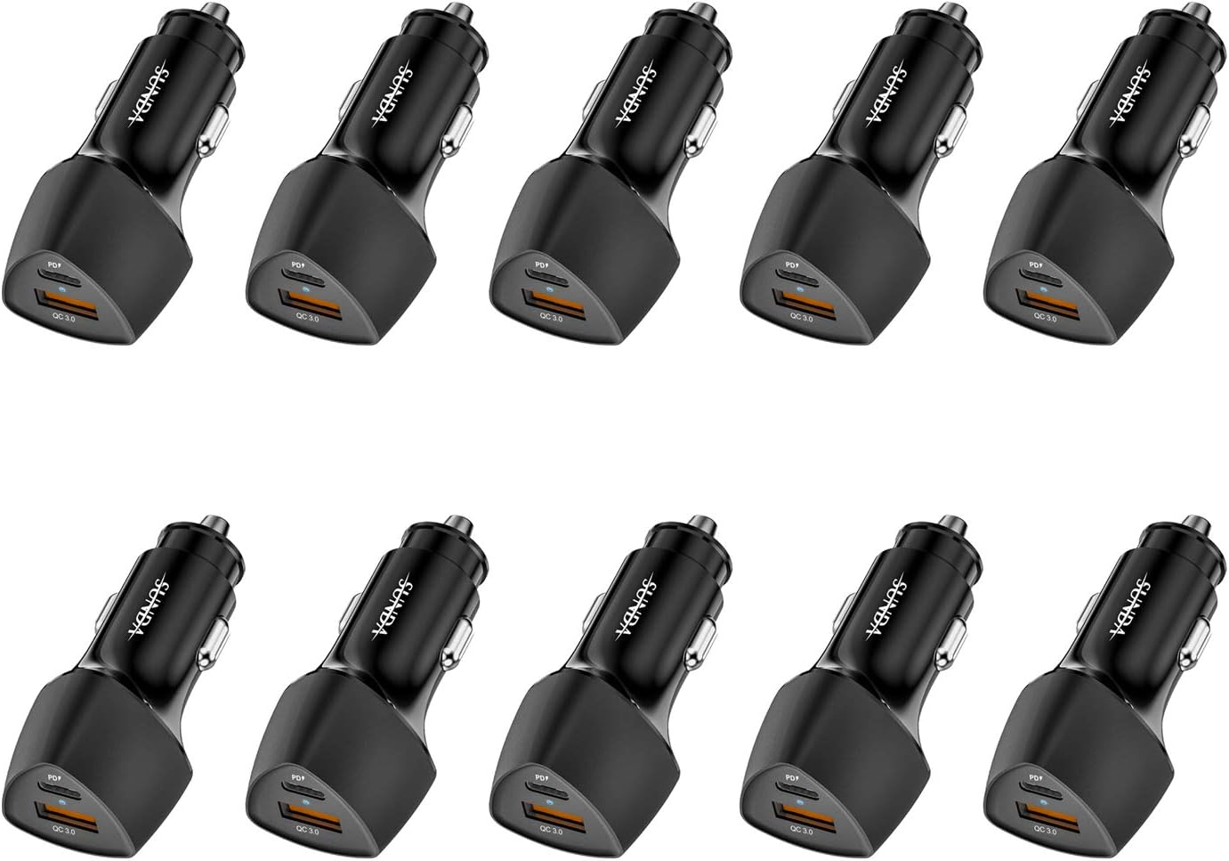 10Pack USB C Fast Car Charger 51W Dual Port PD PPS QC3.0 Phone Auto Charger