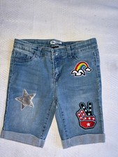 Tractr girls shorts size 10 bermuda patches rainbow star cuffed