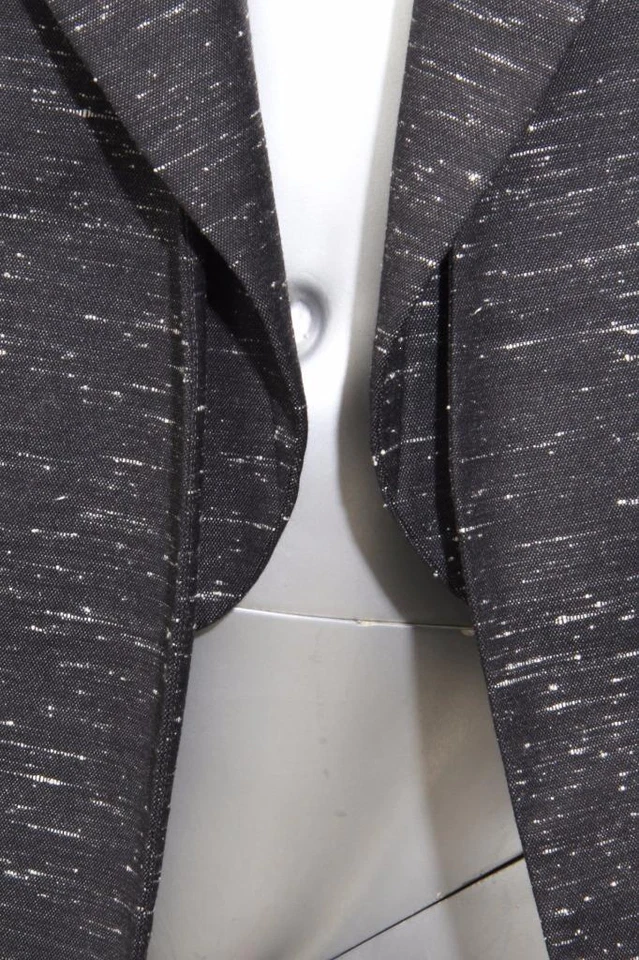 Chaqueta Blazer Abrigo Largo Abierto Sin Cuello Moteado Gris y Blanco CHLOE 2-34 Foto 4 de 4