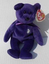 Vintage 1997 Extremely Rare Ty Beanie Baby Princess Diana Purple Bear PE Pellets