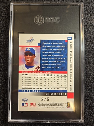 2003 ADRIAN BELTRE *2/5* SGC 9 MT Leaf #179 Atlantic City National ~1stB - Picture 3 of 5