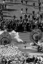 University student Yoshinori Sakai carrying Olympic torch as he- 1964 Old Photo