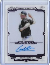 2019 Leaf Trinity CODY BOLTON Clear Acetate Purple Foil Auto RC 1/10 Pirates SP