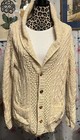 Cardigan vintage lavorato a mano lana avorio?Nonno scialle cavo unisex s/m oversize