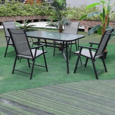 120/150cm Garden Table Chair  Bistro Set Patio Outdoor Glass Tables Parasol Base