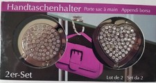 Jeweled Heart  Circle Purse Hanger Hook for Table Set of two