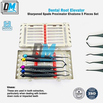 Root Tip Spade Proximators Luxating Elevator Set Black Nitrate Serrated Tips OMI