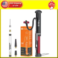Tiakia Bike Pump with Gauge, High Pressure Bicycle Pump High Volume Portable