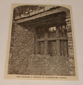 1883 magazine engraving ~ CHARLES I WINDOW Carisbrooke Castle