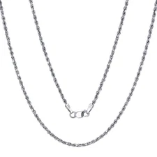 10k White Gold Solid 1.5mm Diamond Cut Rope Chain Necklace Mens Womens 20"