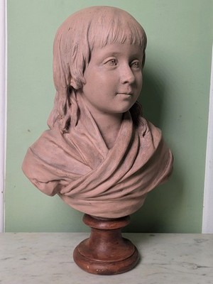 Houdon, after - patinated terracotta bust of Louis XVII - late 19th century