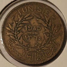 Tunisia 1945 2 Francs Coin