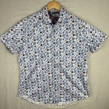 Robert Graham Shirt Mens Medium Blue Button Up Classic Fit Contrasting Trim