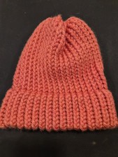 Pink Acrylic Knit Beanie Kids Stretch Hat for Winter Outdoor Casual Handmade
