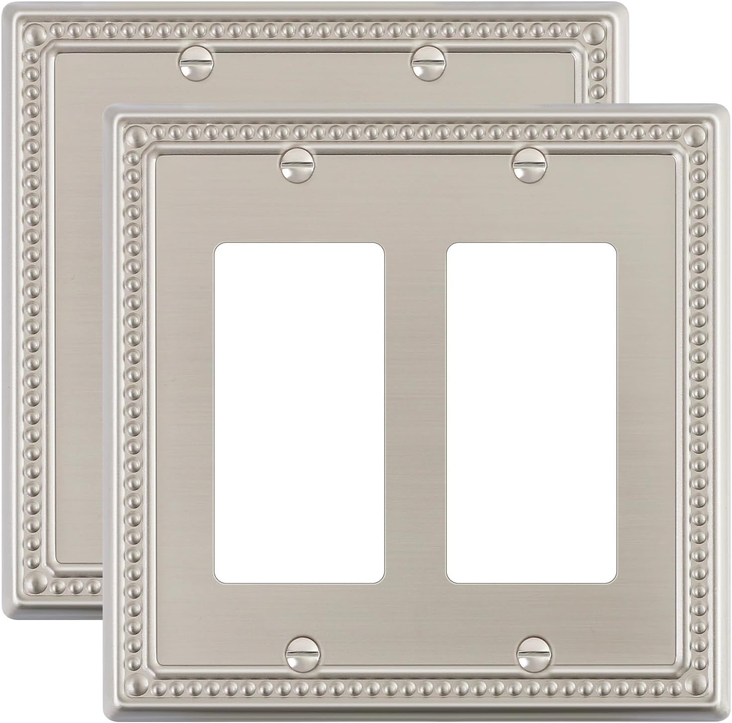 4-Pack Duplex Outlet Cover Plate, Pure White Metal Wall Plat