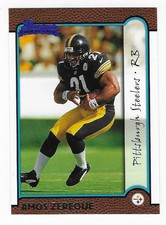 1999 Bowman Rookie Amos Zereoue Pittsburgh Steelers Football Card #170 RC. rookie card picture