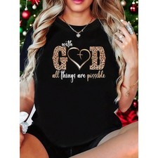 With God All Things Are Possible Heart Women Christian Faith T-Shirt