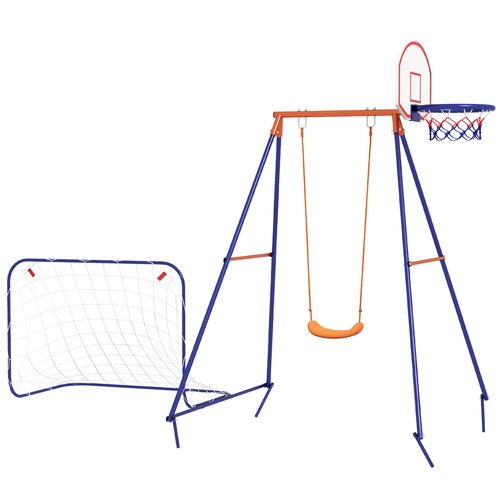 Outsunny Kinderschaukel-Set, Fußballtor, Basketballkorb, Stahlgestell, 3-8 Jahre - Bild 3 von 10