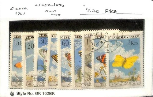 Czechoslovakia Postage Stamp, #1082-1090 Used, 1961 Butterfly (AB)