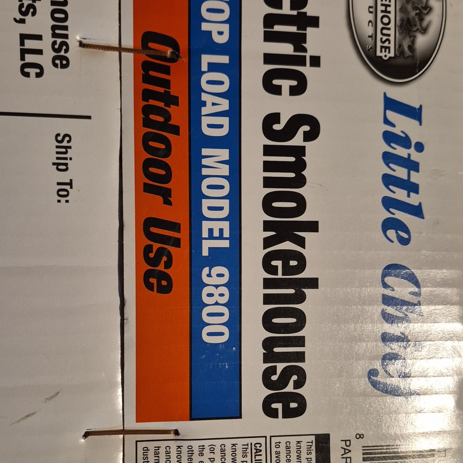 Smokehouse Little Chief 9800 Electric Top Load Smoker Outdoor Use