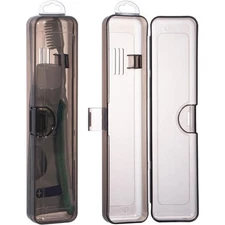 Transparent Black Travel Toothbrush Case 2 Pack Portable Plastic Toothbrush