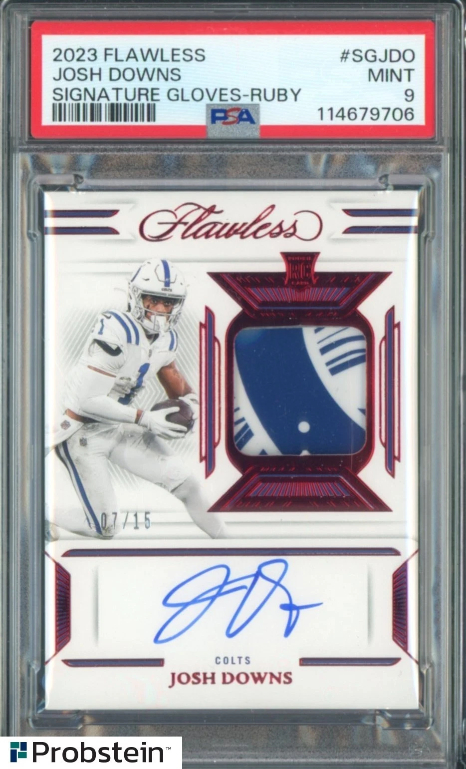 Josh Downs Panini Flawless Signature Gloves #SGJDO Ruby