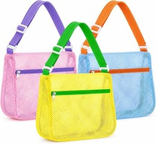 Sandproof Mesh Beach Bags for Kids - Adjustable Seashell Collecting Bags for
