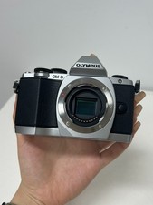 Used Olympus OM-D E-M10 Mirrorless Camera Body Silver Clean Sensor With Battery