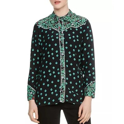 Maje Cimani Black Green Western Floral Button-Up sz 3 feat on Real Housewives