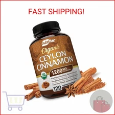 NutriFlair Organic Ceylon Cinnamon Supplement 1200mg, 120 Capsules - USDA Certif