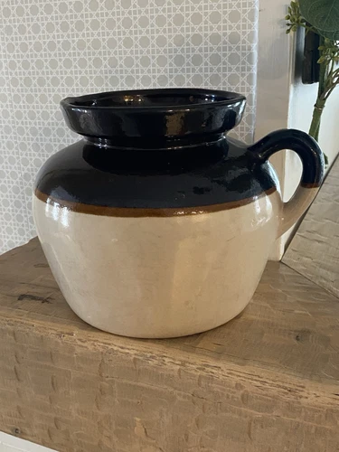 Stoneware Crock Pottery With Handle R.R.P. Co. Roseville Ohio Made In USA
