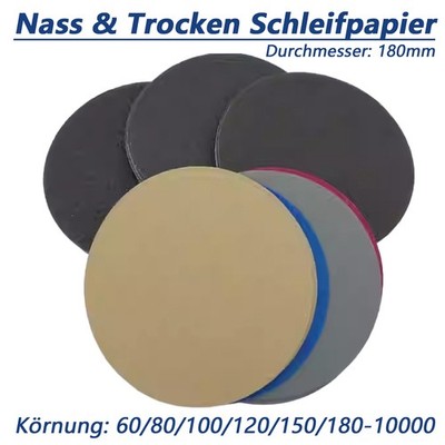 180mm Schleifscheiben Klett Schleifpad Nass Trocken Schleifpapier 60-10000 Korn