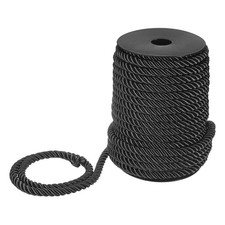 22 Yards Soft Twisted Rope Trim, 8mm Black Polyester Cord for DIY Craft