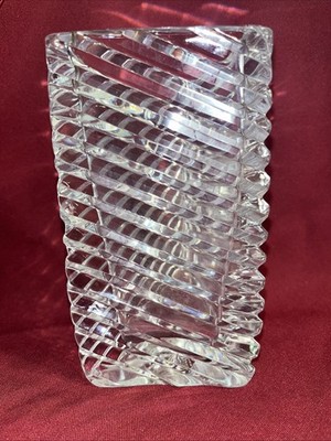 Rogaska Crystal Triangular Vase 6 , Signed Highly Reflective Art Deco/Modern
