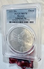 2011-Mo Mexico Libertad 1 Onza .999 Fine Silver PCGS MS70