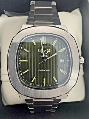 GV2 By Gevril Potente Swiss Automatic Olive Green Dial Steel Date Watch 18107