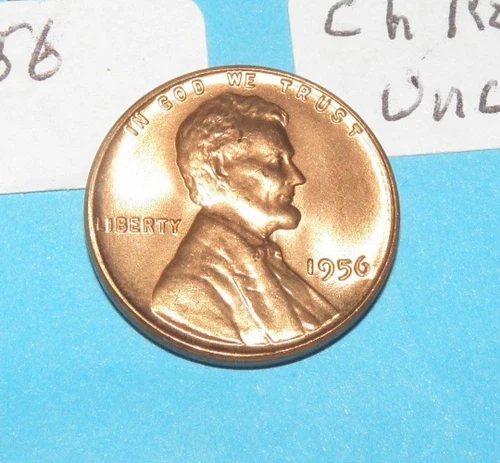 1956         LINCOLN WHEAT CENT   CHOICE RED UNCIRCULATED  #2