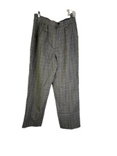 Vintage 80s Womens 14 Wool Pleated Houndstooth Plaid Dress Pants Slacks