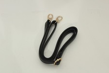 Replacement Black Adjustable Leather Purse Strap w/ Metal Brass Color Clips 28"