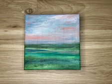 Original Small Oil Painting, Landscape Nature Artwork Mini Art, Emmer Plaxe