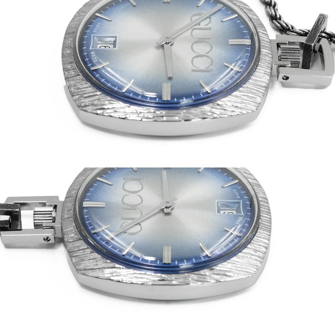 Gucci Pocket Watch Pendant Blue Unisex Authentic Limited Used image 6
