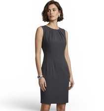 NWT New York & Company Classic Black Sheath Dress Pleated Neck Women's Size 4