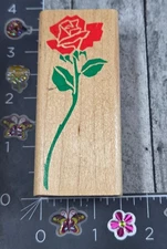 Rubber Stampede Long Stem Rose Flower 1995 Rubber Stamp Wood #V108