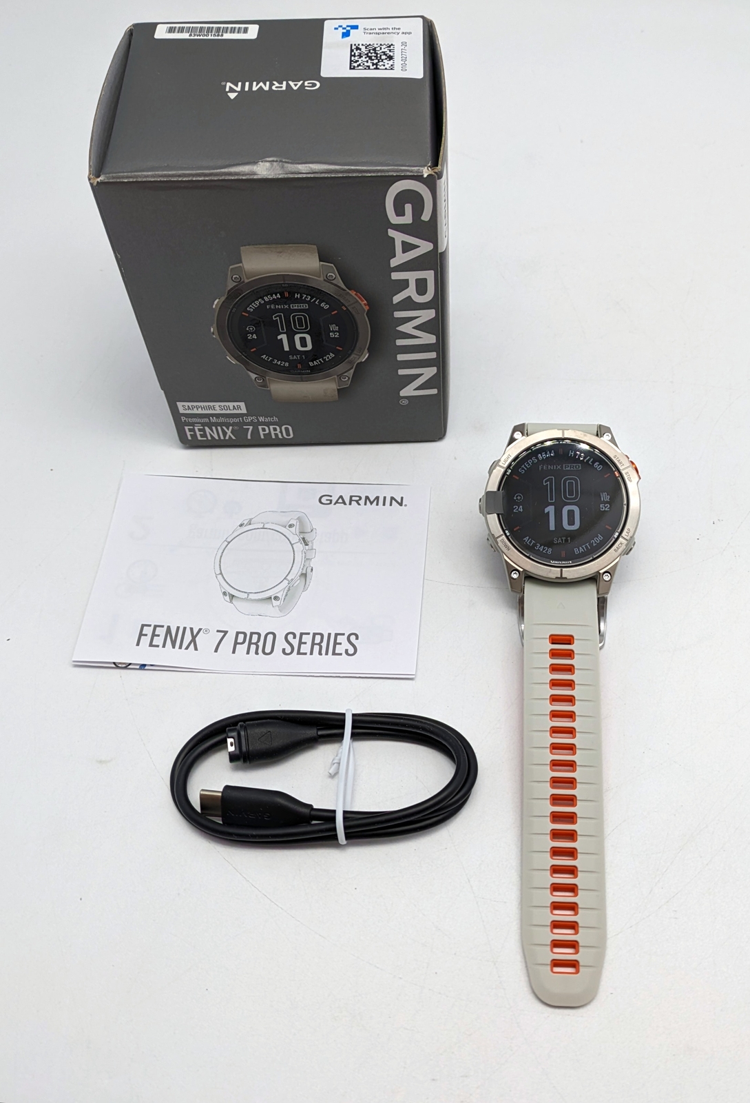 Reloj inteligente Garmin Fenix 7 Pro Sapphire Solar GPS 47 mm gris/naranja 010-02777-20