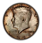 1964 50c Kennedy Silver Half Dollar - Colorful Accent Toning - BU - SKU-Z4984