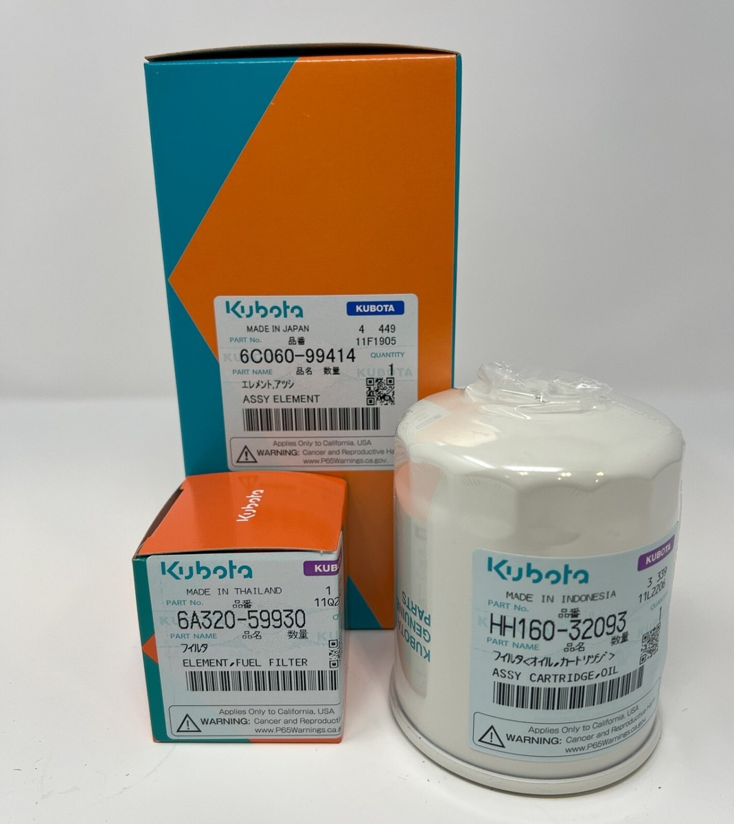 Genuine OEM Kubota Oil, Air, Fuel Filter Kit B3200HSD B3300SUDP | eBay