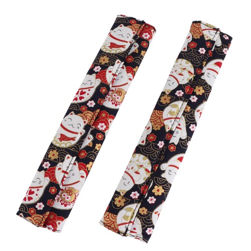X2 JDM Sakura Lucky Cat Black Seat Belt Cover Shoulder Pads Universal Fits - Bild 9 von 10