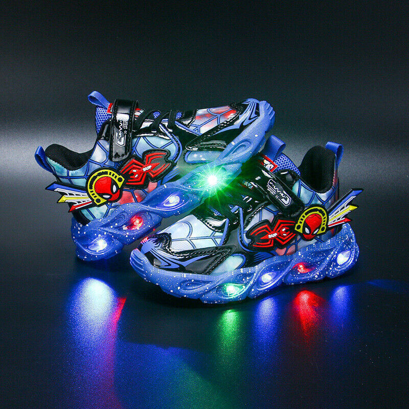 UK Spiderman LED Trainers Shoes Flashing Light Up Sneakers Children Kids  Gift 💕